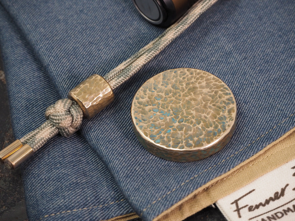 Handmade Hammered EDC Coin / Worry Coin / Paperweight - 36mm dia. x 7.5mm - 65g - Verdigris Patinated BRONZE
