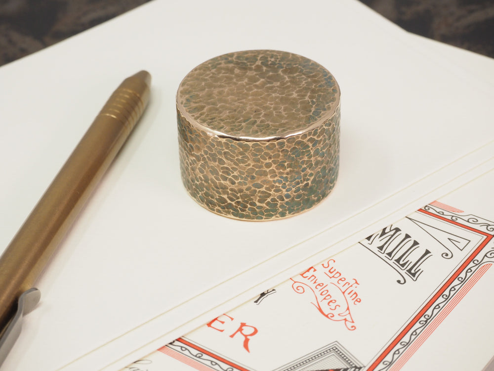 Handmade Hammered Decorative Paperweight - 40mm dia. x 25mm (1 inch) - 280g - Verdigris Patinated BRONZE