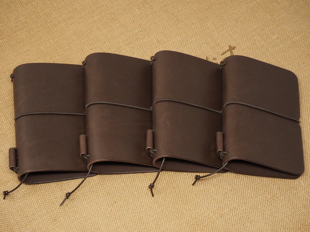 DISCOUNTED (Old Stock / 'seconds'): Handmade 'Explorer 3' Leather Traveler's / Travellers Notebook Cover - Moleskine Pocket 9x14cm / Field Notes - Brown & Brass
