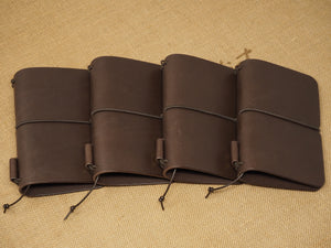 DISCOUNTED (Old Stock / 'seconds'): Handmade 'Explorer 3' Leather Traveler's / Travellers Notebook Cover - Moleskine Pocket 9x14cm / Field Notes - Brown & Brass