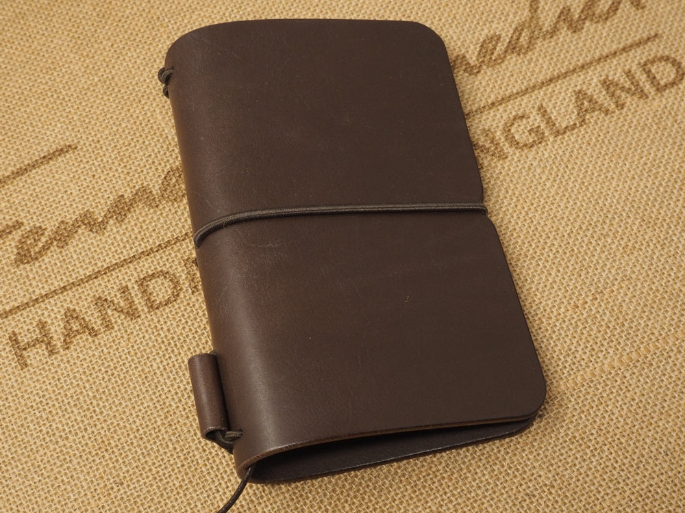 DISCOUNTED (Old Stock / 'seconds'): Handmade 'Explorer 3' Leather Traveler's / Travellers Notebook Cover - Moleskine Pocket 9x14cm / Field Notes - Brown & Brass