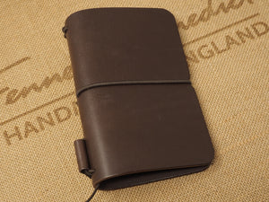 DISCOUNTED (Old Stock / 'seconds'): Handmade 'Explorer 3' Leather Traveler's / Travellers Notebook Cover - Moleskine Pocket 9x14cm / Field Notes - Brown & Brass