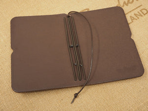 DISCOUNTED (Old Stock / 'seconds'): Handmade 'Explorer 3' Leather Traveler's / Travellers Notebook Cover - Moleskine Pocket 9x14cm / Field Notes - Brown & Brass