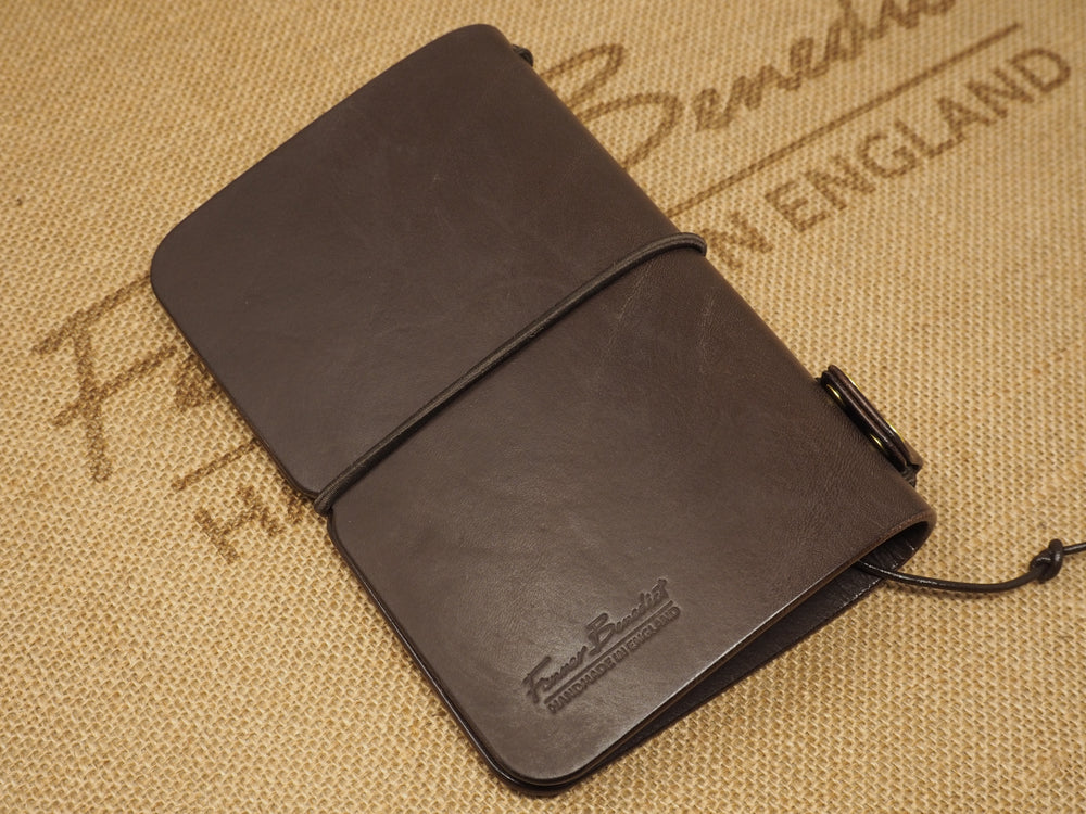 DISCOUNTED (Old Stock / 'seconds'): Handmade 'Explorer 3' Leather Traveler's / Travellers Notebook Cover - Moleskine Pocket 9x14cm / Field Notes - Brown & Brass