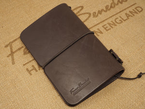 DISCOUNTED (Old Stock / 'seconds'): Handmade 'Explorer 3' Leather Traveler's / Travellers Notebook Cover - Moleskine Pocket 9x14cm / Field Notes - Brown & Brass