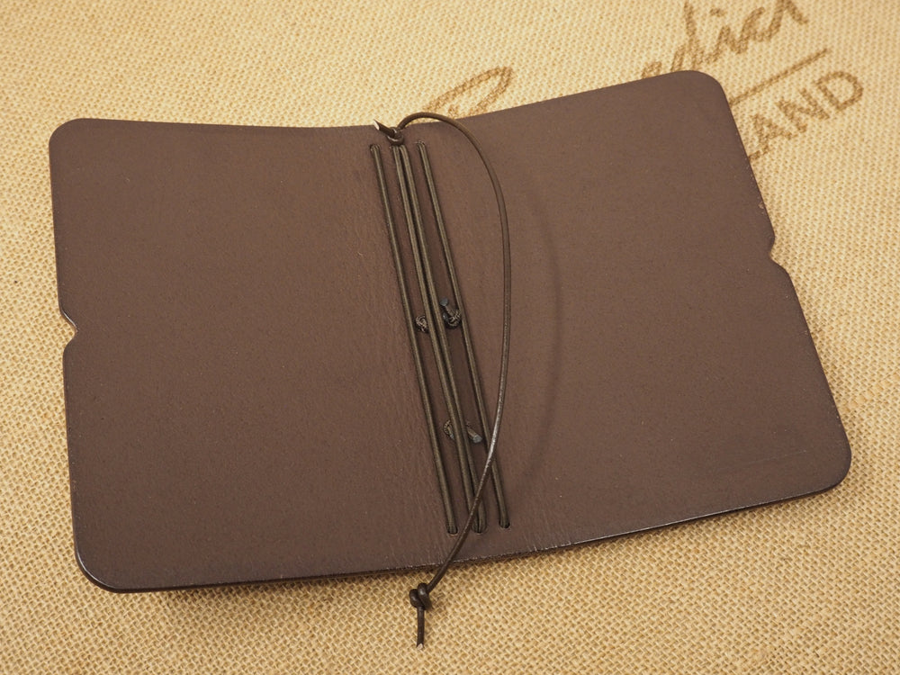 DISCOUNTED (Old Stock / 'seconds'): Handmade 'Explorer 3' Leather Traveler's / Travellers Notebook Cover - Moleskine Pocket 9x14cm / Field Notes - Brown & Brass