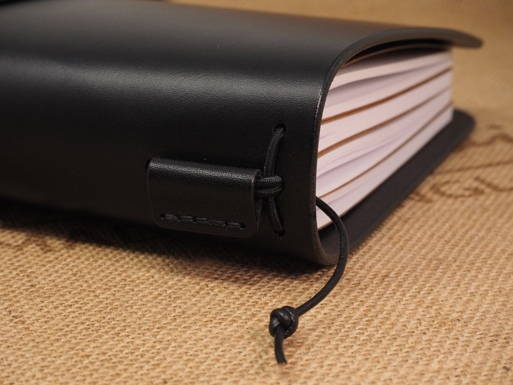 Handmade 'Explorer 4' Leather Traveler's / Travellers Notebook Cover - Generic A5 14.8x21cm - Black