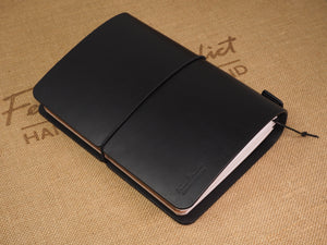 Handmade 'Explorer 4' Leather Traveler's / Travellers Notebook Cover - Generic A5 14.8x21cm - Black