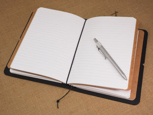 Handmade 'Explorer 4' Leather Traveler's / Travellers Notebook Cover - Generic A5 14.8x21cm - Black