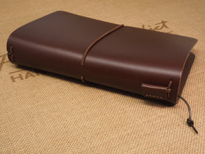 Handmade 'Explorer 4' Leather Traveler's / Travellers Notebook Cover - Moleskine Large 13x21cm - Chestnut Brown
