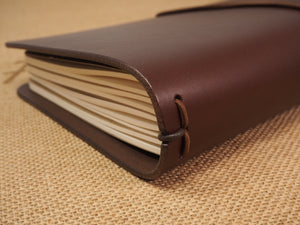 Handmade 'Explorer 4' Leather Traveler's / Travellers Notebook Cover - Moleskine Large 13x21cm - Chestnut Brown