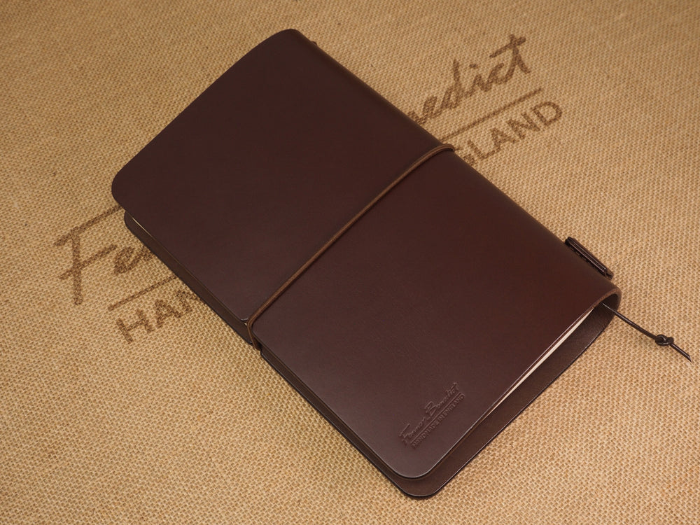 Handmade 'Explorer 4' Leather Traveler's / Travellers Notebook Cover - Moleskine Large 13x21cm - Chestnut Brown