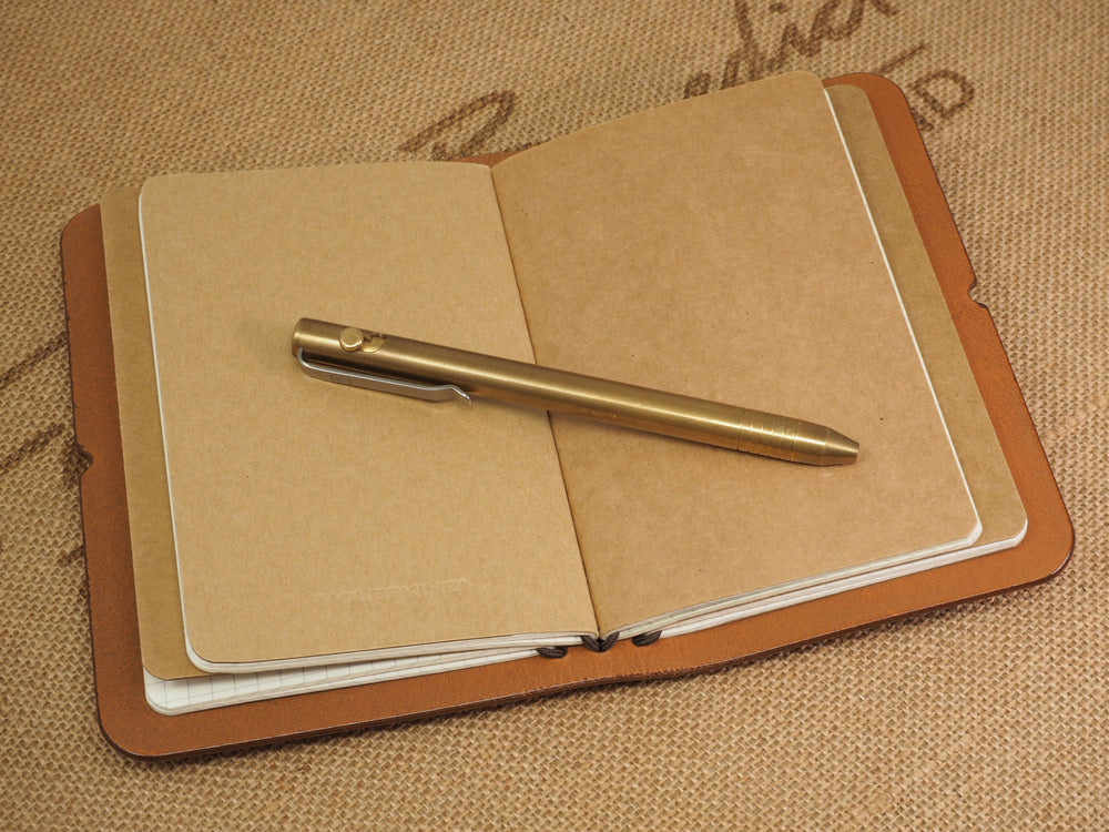 Handmade 'Explorer 4' Leather Traveler's / Travellers Notebook Cover (without page marker) - Moleskine Pocket / Field Notes 9x14cm- Cognac Tan & Dark Brown
