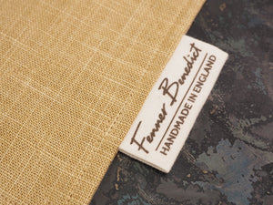DISCOUNTED ('almost perfect') Handcrafted Gentleman's Pocket Handkerchief - 250x250mm 10x10" - 100% Cotton Beige Japanese Linen-Look with Calico Label
