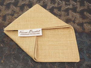Handcrafted Gentleman's Pocket Handkerchief - 250x250mm 10x10" - 100% Cotton Beige Japanese Linen-Look with Calico Label