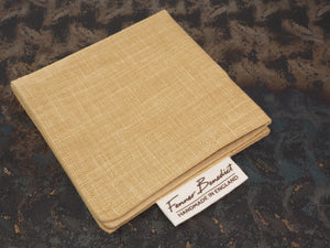 Handcrafted Gentleman's Pocket Handkerchief - 250x250mm 10x10" - 100% Cotton Beige Japanese Linen-Look with Calico Label
