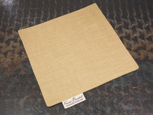 Handcrafted Gentleman's Pocket Handkerchief - 250x250mm 10x10" - 100% Cotton Beige Japanese Linen-Look with Calico Label