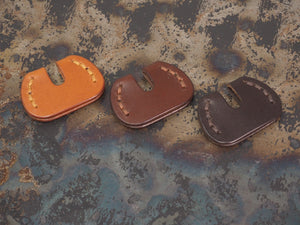 Handcrafted Leather Traditional Style Yale Door Key Covers  - SET OF 3 - Cognac Tan / Chestnut Brown / Dark Brown