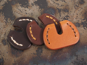 Handcrafted Leather Traditional Style Yale Door Key Covers  - SET OF 3 - Cognac Tan / Chestnut Brown / Dark Brown