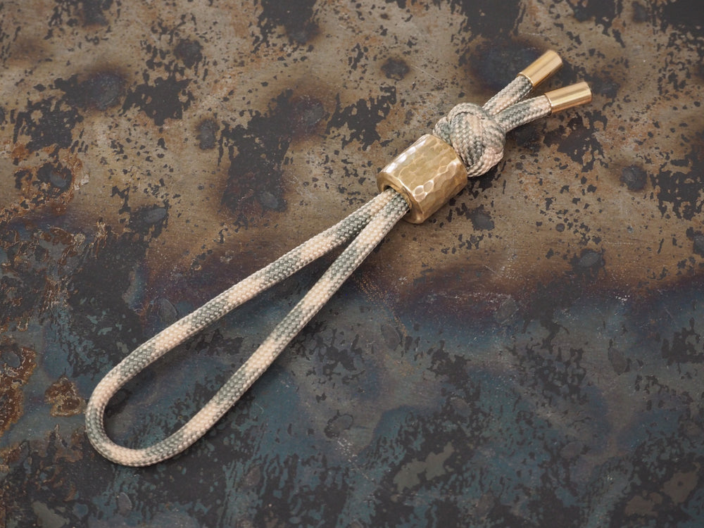 Handmade Diamond Knot Paracord Lanyard Keyring with Hammered Bead (12mm dia. x 13mm) - Digital Camo Paracord with Bronze Hammered Bead
