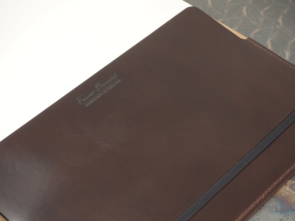 
            
                Load image into Gallery viewer, Handmade &amp;#39;The Playwright&amp;#39; Leather Notebook Cover - for Moleskine Classic Softcover A4 21x29.7cm - Dark Brown
            
        