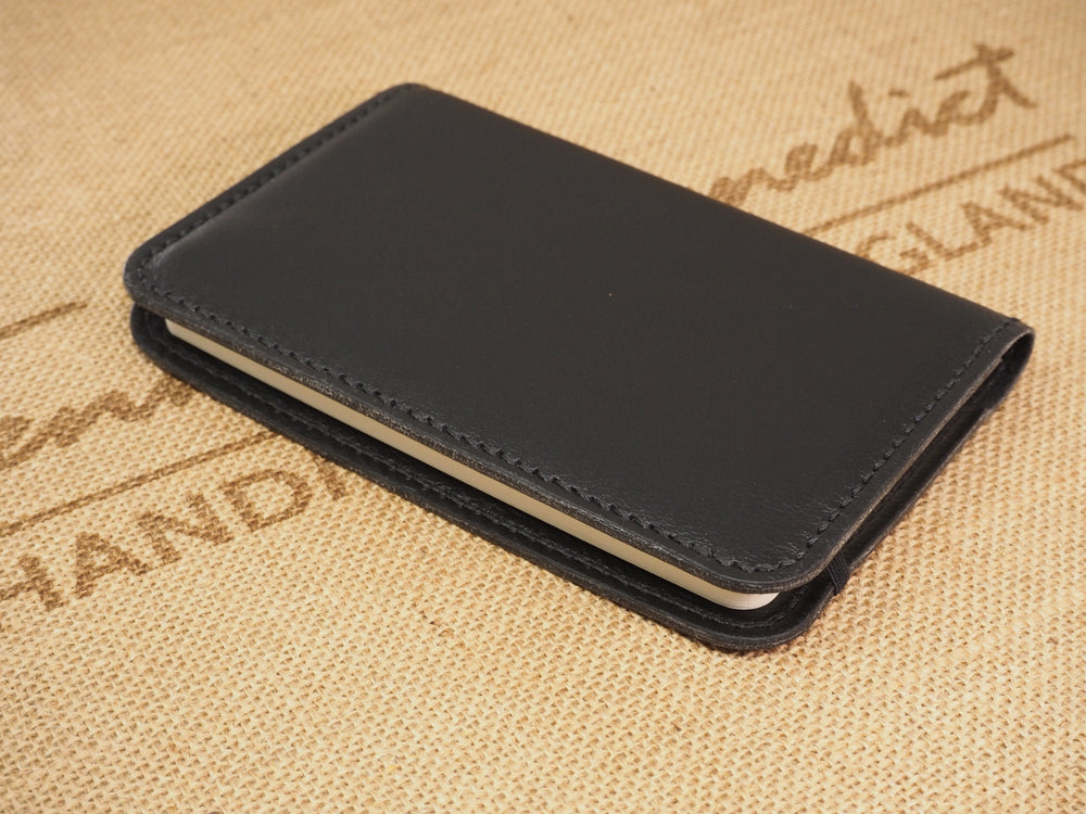 Handmade 'VIP' Leather Notebook Cover - for: Moleskine Classic Softcover Pocket 9x14cm - Black