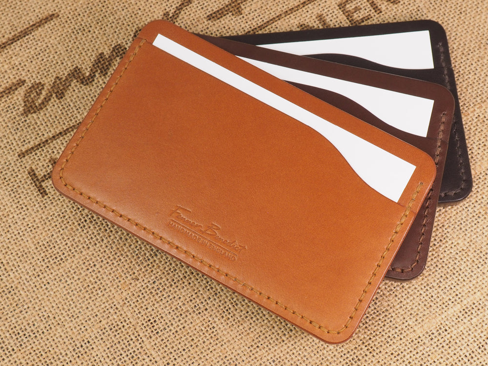 Handmade 3-by-5 (3x5" / 77x127mm) Index Card Holder Memo Notepad Jotter Pad / Pocket Briefcase - Veg-Tan Leather - Cognac / Chestnut / Dark Brown