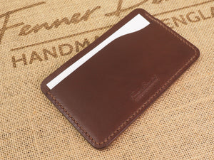 Handmade 3-by-5 (3x5" / 77x127mm) Index Card Holder Memo Notepad Jotter Pad / Pocket Briefcase - Veg-Tan Leather - Cognac / Chestnut / Dark Brown