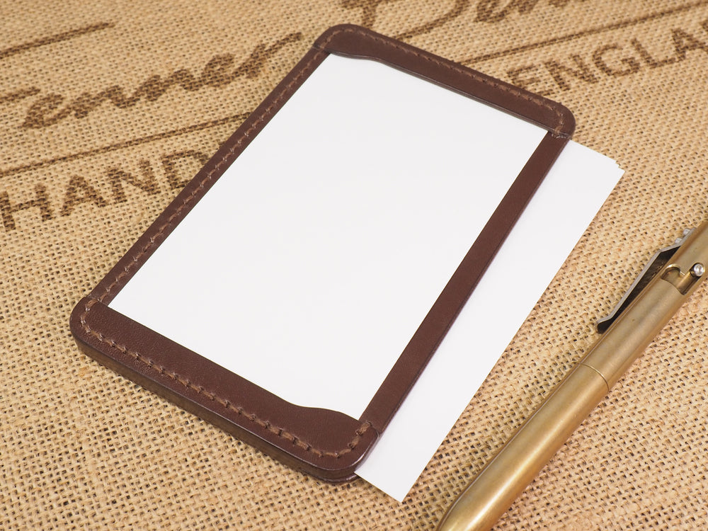 Handmade Luxury Leather 3-by-5 3x5 Handmade Leather Pocket Index Card Holder Jotter Notepad for Everyday Carry in Chestnut Brown