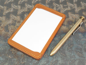 Handmade 3-by-5 (3x5" / 77x127mm) Index Card Holder Memo Notepad Jotter Pad / Pocket Briefcase - Veg-Tan Leather - Two-Tone