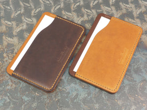 Handmade 3-by-5 (3x5" / 77x127mm) Index Card Holder Memo Notepad Jotter Pad / Pocket Briefcase - Veg-Tan Leather - Two-Tone