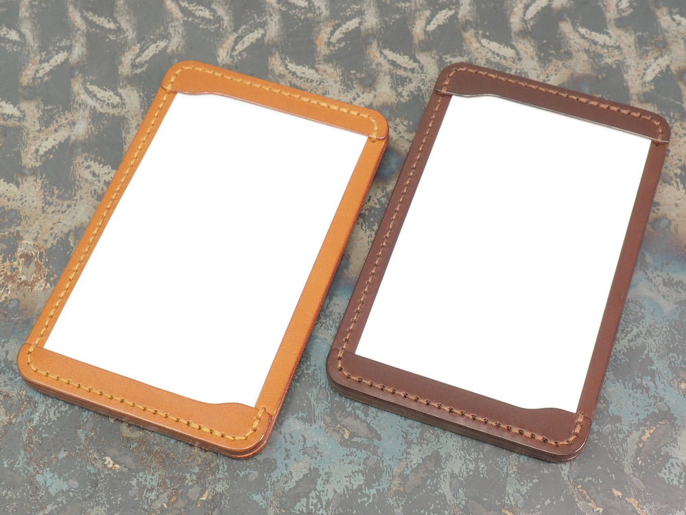 Handmade 3-by-5 (3x5" / 77x127mm) Index Card Holder Memo Notepad Jotter Pad / Pocket Briefcase - Veg-Tan Leather - Two-Tone