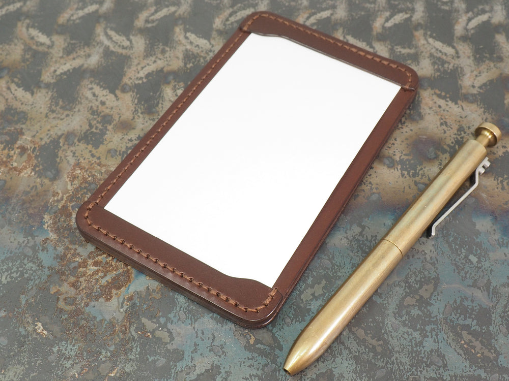 Handmade 3-by-5 (3x5" / 77x127mm) Index Card Holder Memo Notepad Jotter Pad / Pocket Briefcase - Veg-Tan Leather - Two-Tone