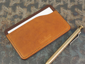 Handmade 3-by-5 (3x5" / 77x127mm) Index Card Holder Memo Notepad Jotter Pad / Pocket Briefcase - Veg-Tan Leather - Two-Tone