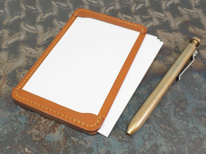 Handmade 3-by-5 (3x5" / 77x127mm) Index Card Holder Memo Notepad Jotter Pad / Pocket Briefcase - Veg-Tan Leather - Two-Tone