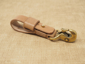 Handmade Beaked Hook Belt Hanger for Pocket Carry of Keys / EDC - Natural Horsehide