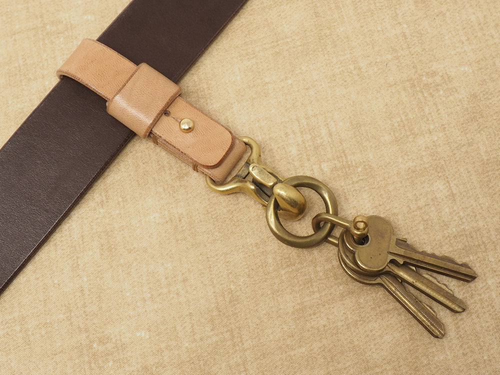 Handmade Beaked Hook Belt Hanger for Pocket Carry of Keys / EDC - Natural Horsehide