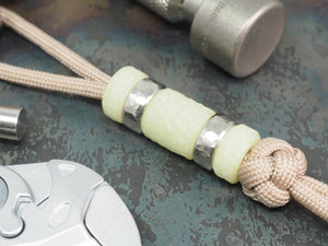 Handmade Hammered-Finish Bead for Paracord or Leather Lanyards - 12mm dia. x 13mm - Embrite™ Glow In The Dark