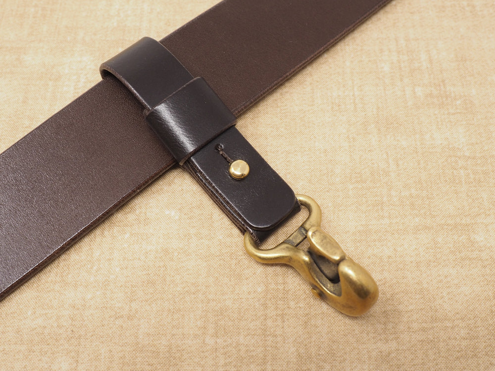 Handmade Beaked Hook Belt Hanger for Pocket Carry of Keys / EDC - Dark Brown Bridle Leather