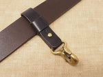 Handmade Beaked Hook Belt Hanger for Pocket Carry of Keys / EDC - Dark Brown Bridle Leather