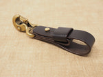 Handmade Beaked Hook Belt Hanger for Pocket Carry of Keys / EDC - Dark Brown Bridle Leather