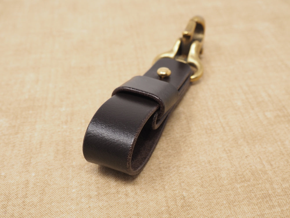 Handmade Beaked Hook Belt Hanger for Pocket Carry of Keys / EDC - Dark Brown Bridle Leather