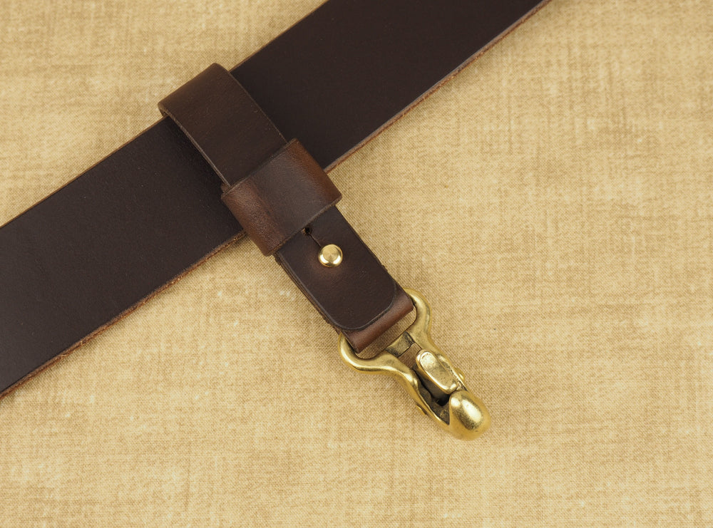Handmade Beaked Hook Belt Hanger for Pocket Carry of Keys / EDC - Horween Brown