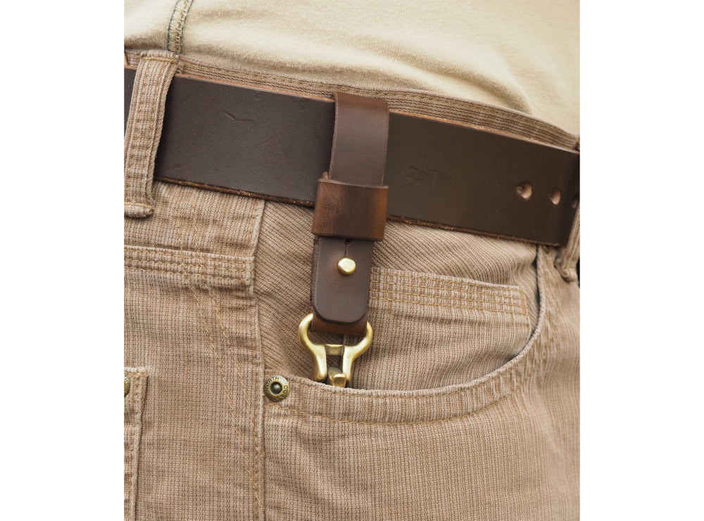 Handmade Beaked Hook Belt Hanger for Pocket Carry of Keys / EDC - Horween Brown