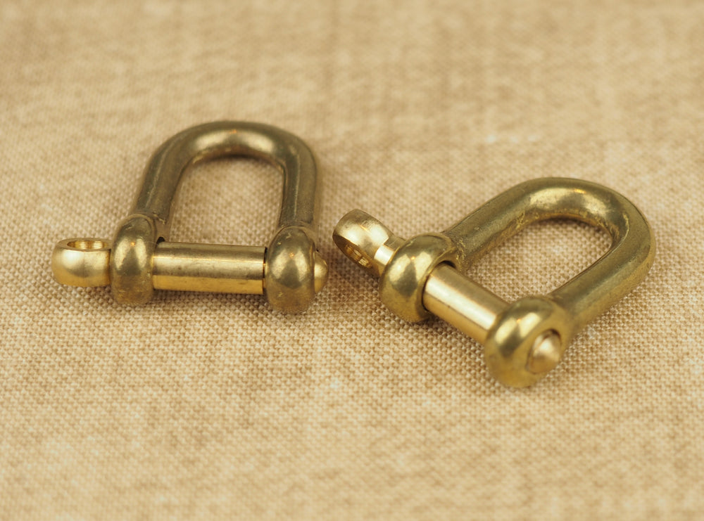 Japanese Small Brass Shackle for Keys / Wallet Chains - Solid Raw Brass - Set of 2 (Pair)