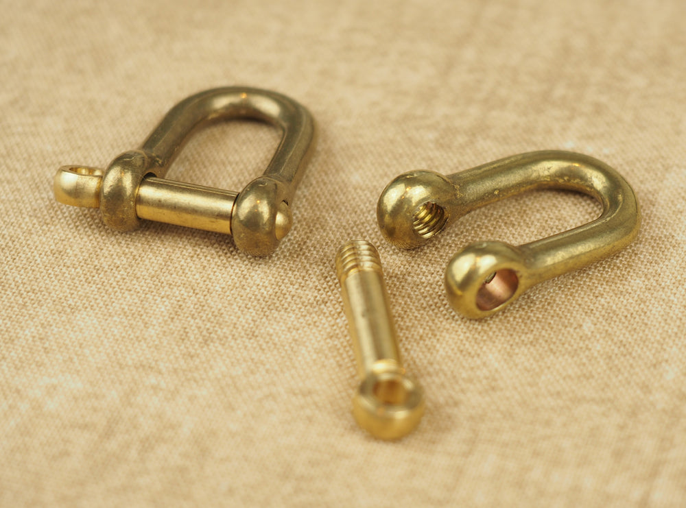 Japanese Small Brass Shackle for Keys / Wallet Chains - Solid Raw Brass - Set of 2 (Pair)