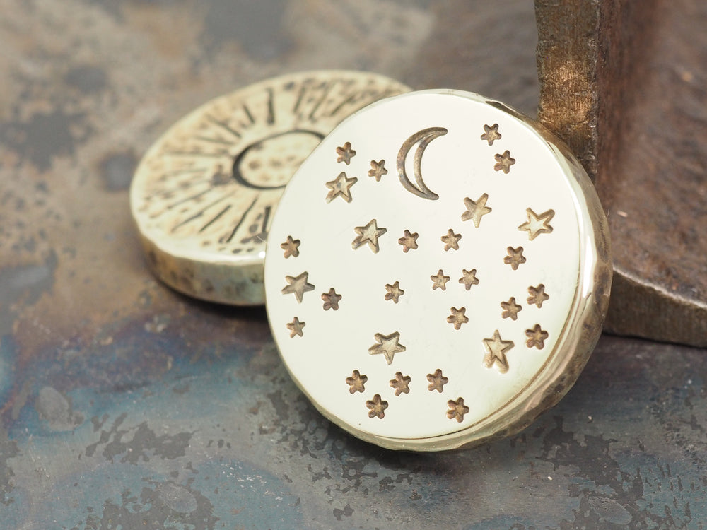 Handmade 'Night vs Day' Hammered EDC Coin / Worry Coin / Paperweight - 34mm Dia. x 6.5mm (1/4in) - Brass or Copper