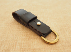 Handmade D-Ring Belt Hanger for Keys / EDC with D-ring - Dark Brown Bridle Leather