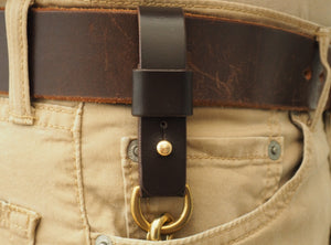 Handmade D-Ring Belt Hanger for Keys / EDC with D-ring - Dark Brown Bridle Leather