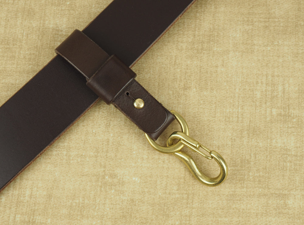 Handmade D-Ring Belt Hanger for Keys / EDC with Spring Gate Hook Clip - Veg-Tan